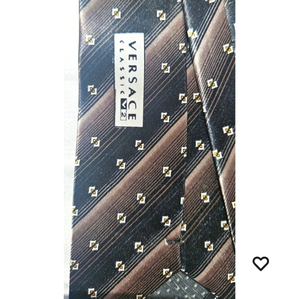 New Versace 100% Silk Men's Tie Made In Italy Rich Brown Pattern - Picture 4 of 6